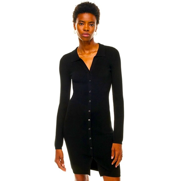 WILFRED ARITZIA Cove Black Sweater Button Down Dress - Picture 1 of 12